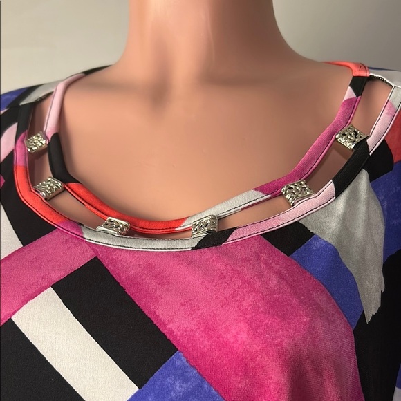 Alfred Dunner Dunner Asymmetric Women’s Top Tunic 3/4 Sleeve Size 3XL NWT - Picture 4 of 11